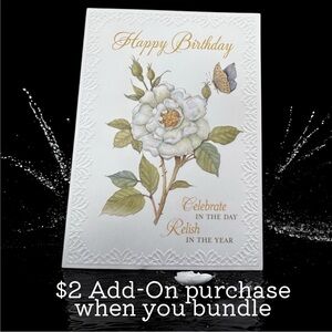 $2 🆕Floral White and Gold Birthday Card
